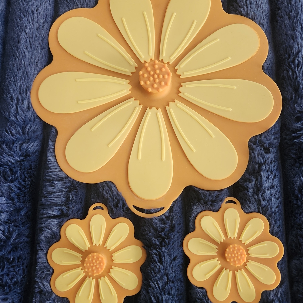 Orange and Yellow Flower Silicone Lids